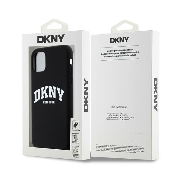 DKNY MagSafe-etui i flytende silikon med hvit trykt logo for iPhone 11/Xr - Svart