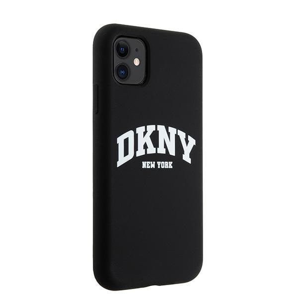 DKNY MagSafe-etui i flytende silikon med hvit trykt logo for iPhone 11/Xr - Svart