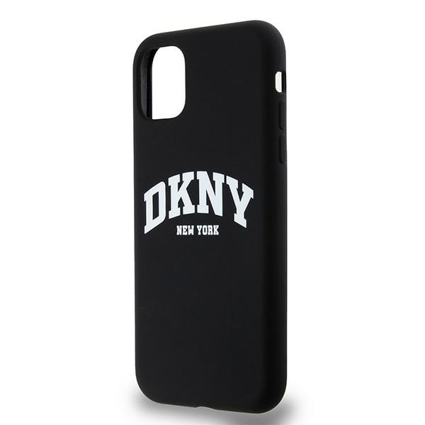 DKNY MagSafe-etui i flytende silikon med hvit trykt logo for iPhone 11/Xr - Svart