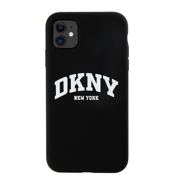 DKNY MagSafe-etui i flytende silikon med hvit trykt logo for iPhone 11/Xr - Svart