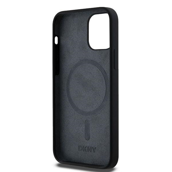DKNY MagSafe-etui i flytende silikon med hvit trykt logo for iPhone 12/12 Pro - Svart