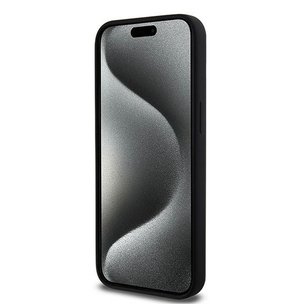 DKNY MagSafe iPhone 13 Pro Max-etui i flytende silikon med hvit trykt logo - svart