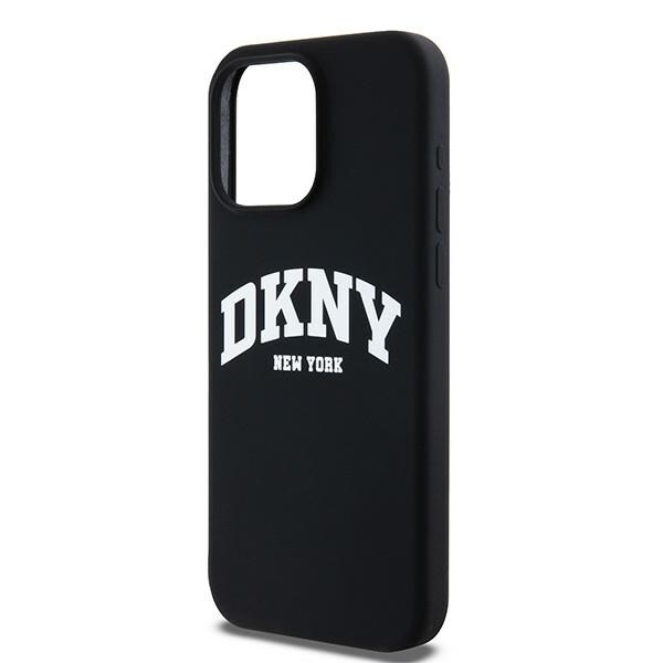 DKNY MagSafe iPhone 13 Pro Max-etui i flytende silikon med hvit trykt logo - svart