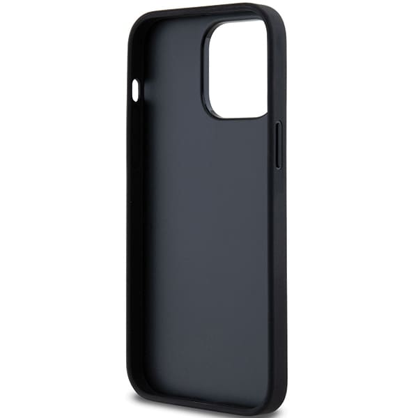 DKNY lærveske med monostripe og metalllogo til iPhone 14 Pro - svart