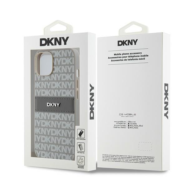 DKNY lærveske med monostripe og metalllogo for $ 0000010n 15 / 14 / 13 - beige