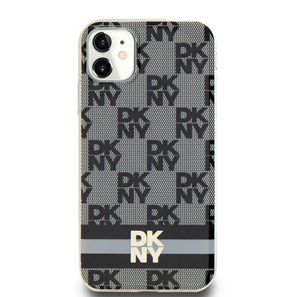 DKNY IML rutete ensfarget mønster og trykte striper MagSafe-etui for iPhone 11 / Xr - Svart