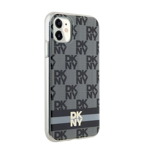 DKNY IML rutete ensfarget mønster og trykte striper MagSafe-etui for iPhone 11 / Xr - Svart