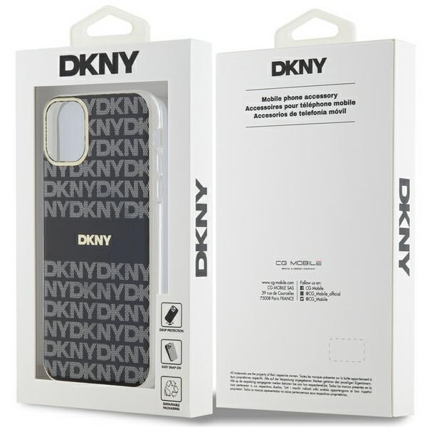 DKNY IML Mono & Stripe MagSafe-etui for iPhone 11 / Xr - svart