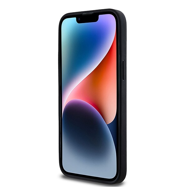 DKNY skinnveske med rutete ensfarget mønster og trykte striper til iPhone 14 Pro Max - Svart