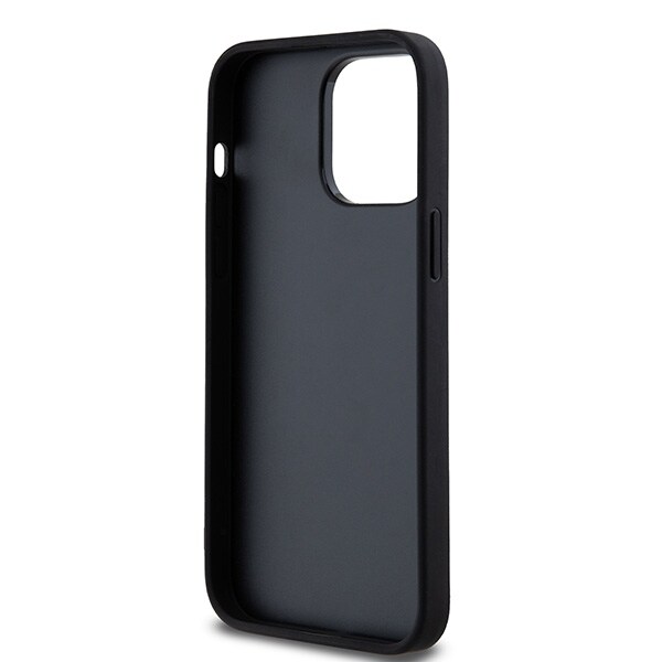 DKNY skinnveske med rutete ensfarget mønster og trykte striper til iPhone 14 Pro Max - Svart