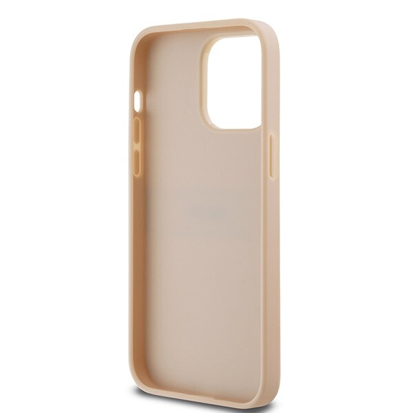 DKNY lærveske med monostripe og metalllogo til iPhone 14 Pro Max - rosa