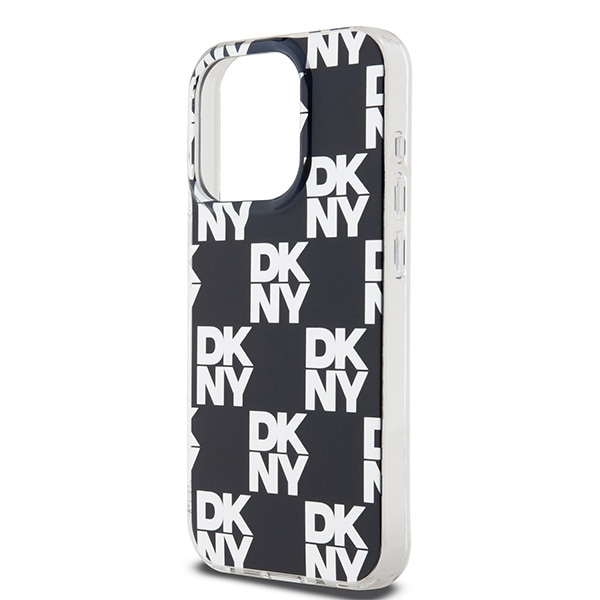 DKNY IML rutete monomønstret etui til iPhone 15 Pro - svart