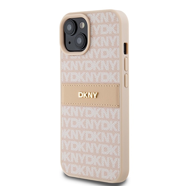 DKNY læretui med ensfarget stripe og metalllogo til $ 0000010n 15 Plus / 14 Plus - Rosa