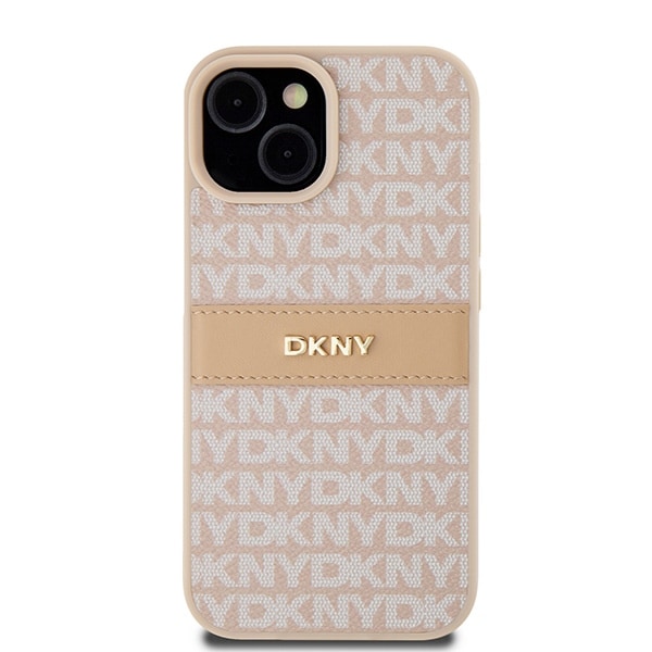 DKNY læretui med ensfarget stripe og metalllogo til $ 0000010n 15 Plus / 14 Plus - Rosa
