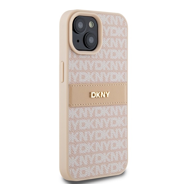 DKNY læretui med ensfarget stripe og metalllogo til $ 0000010n 15 Plus / 14 Plus - Rosa