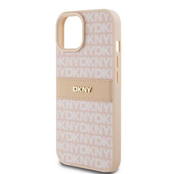 DKNY læretui med ensfarget stripe og metalllogo til $ 0000010n 15 Plus / 14 Plus - Rosa