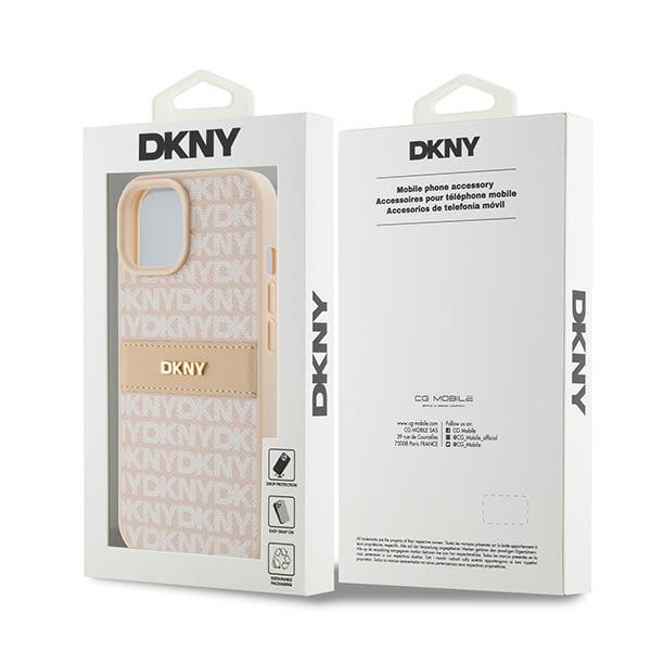 DKNY læretui med ensfarget stripe og metalllogo til $ 0000010n 15 Plus / 14 Plus - Rosa