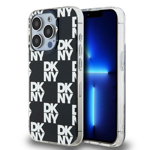 DKNY IML rutete monomønstret etui til iPhone 15 Pro Max - svart