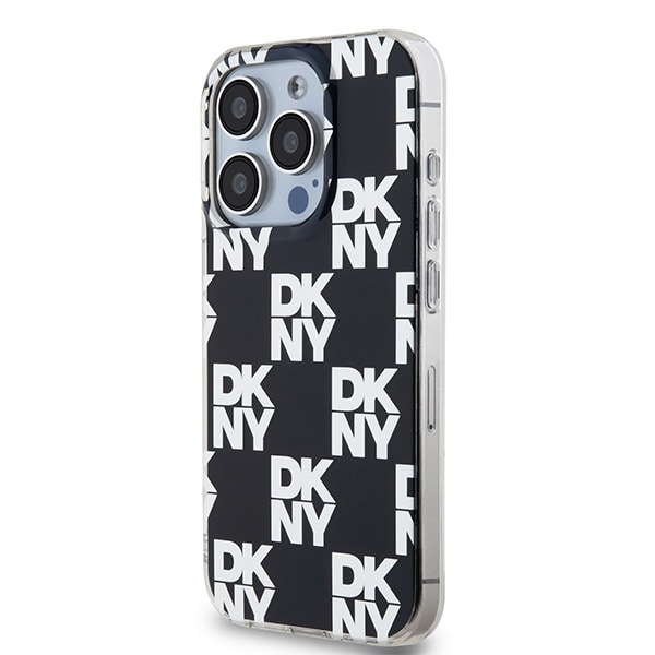 DKNY IML rutete monomønstret etui til iPhone 15 Pro Max - svart