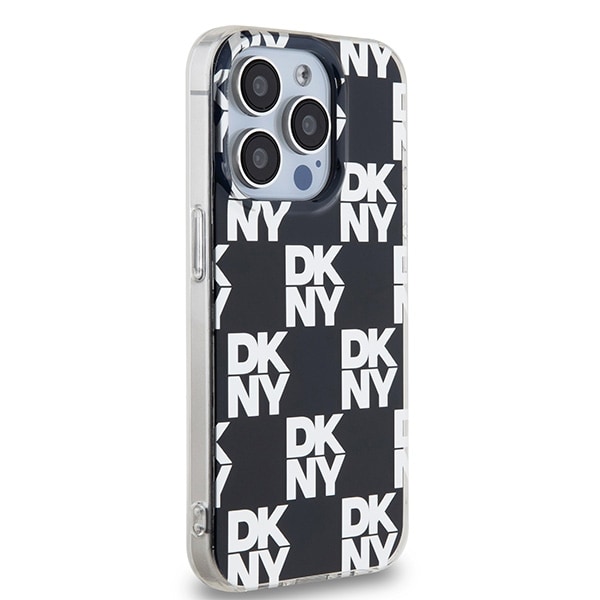 DKNY IML rutete monomønstret etui til iPhone 15 Pro Max - svart