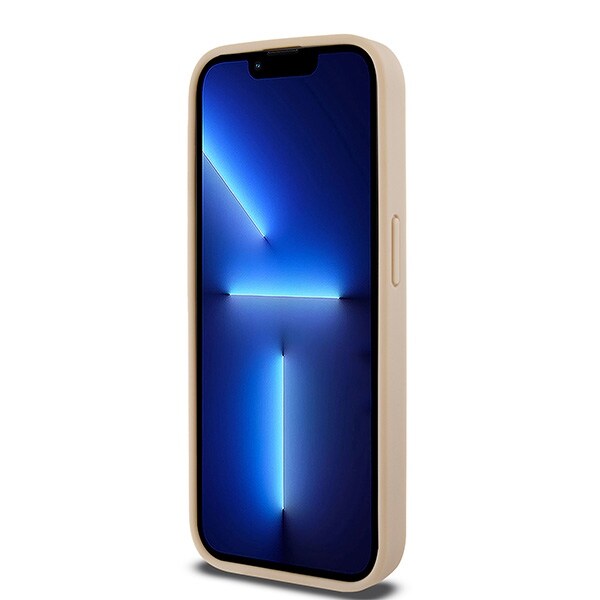 DKNY skinnveske med rutete ensfarget mønster og trykte striper til iPhone 15 Pro Max - rosa