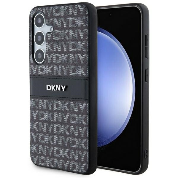DKNY læretui med monostripe og metalllogo til Samsung Galaxy S24+ - svart