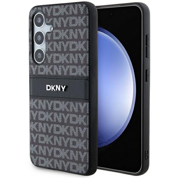 DKNY læretui med monostripe og metalllogo til Samsung Galaxy S24 - svart