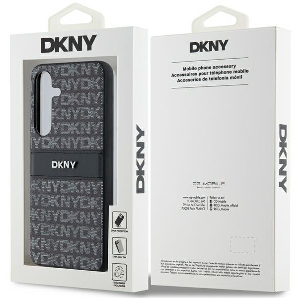 DKNY læretui med monostripe og metalllogo til Samsung Galaxy S24 - svart