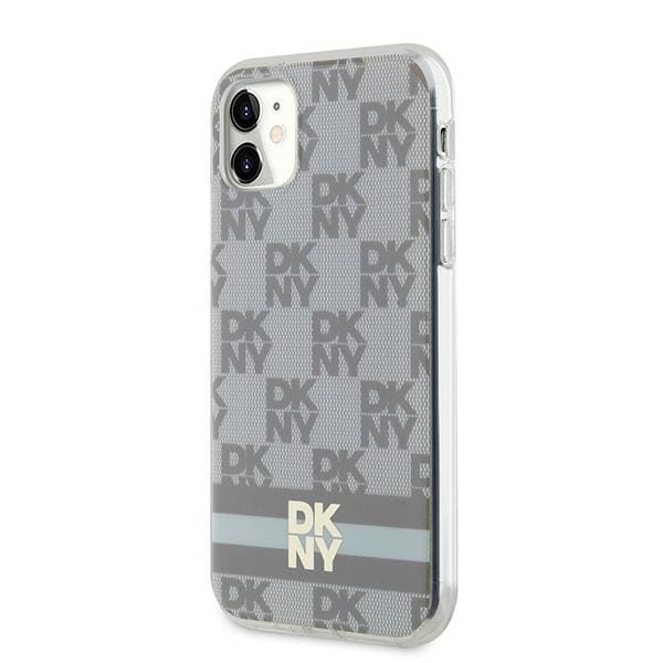 DKNY IML rutete ensfarget mønster og trykte striper MagSafe-etui for iPhone 11 / Xr - beige