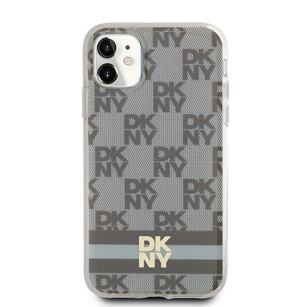 DKNY IML rutete ensfarget mønster og trykte striper MagSafe-etui for iPhone 11 / Xr - beige