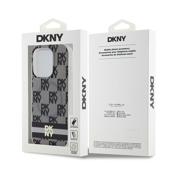 DKNY IML MagSafe-etui med rutete ensfarget mønster og trykte striper til iPhone 13 Pro / 13 - Svart