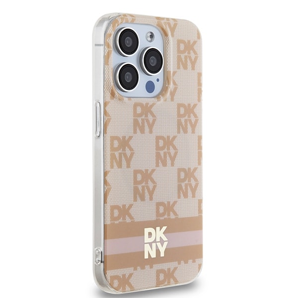 DKNY IML rutete ensfarget mønster og trykte striper MagSafe-etui til iPhone 13 Pro / 13 - rosa