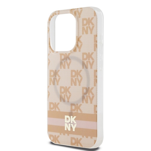 DKNY IML rutete ensfarget mønster og trykte striper MagSafe-etui til iPhone 13 Pro / 13 - rosa