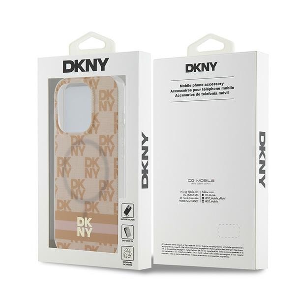 DKNY IML rutete ensfarget mønster og trykte striper MagSafe-etui til iPhone 13 Pro / 13 - rosa