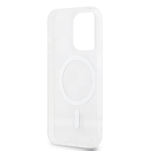 DKNY IML MagSafe-etui med rutete ensfarget mønster og trykte striper til iPhone 14 Pro - beige
