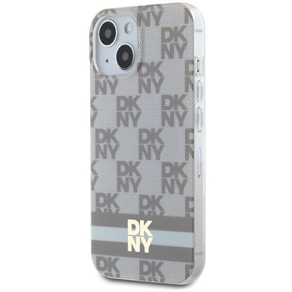 DKNY IML rutete ensfarget mønster og trykte striper MagSafe-etui for iPhone 15 / 14 / 13 - beige