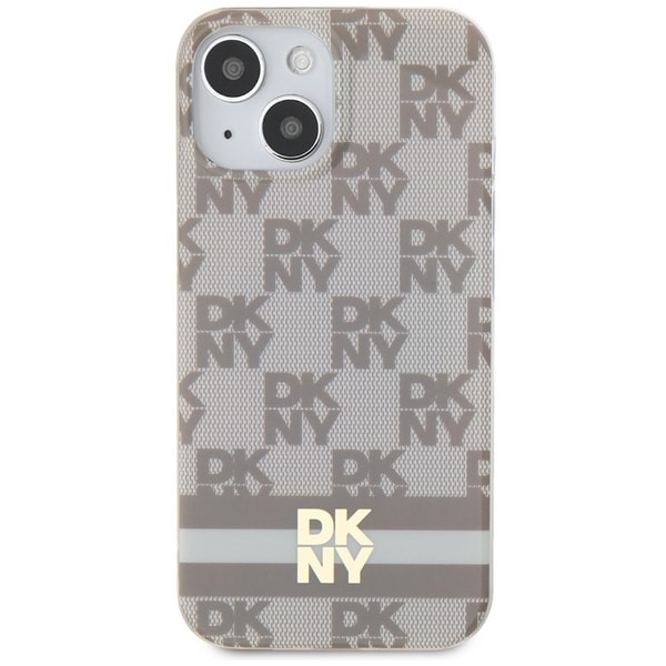 DKNY IML rutete ensfarget mønster og trykte striper MagSafe-etui for iPhone 15 / 14 / 13 - beige