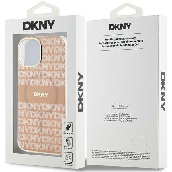 DKNY IML Mono & Stripe MagSafe-etui for iPhone 15 / 14 / 13 - rosa