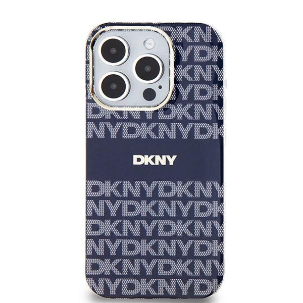 DKNY IML Mono & Stripe MagSafe-etui for iPhone 15 Pro Max - blå