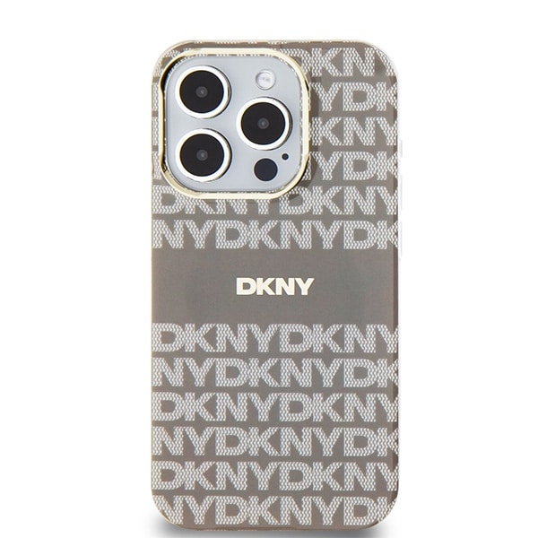 DKNY IML Mono & Stripe MagSafe-etui for iPhone 15 Pro Max - beige