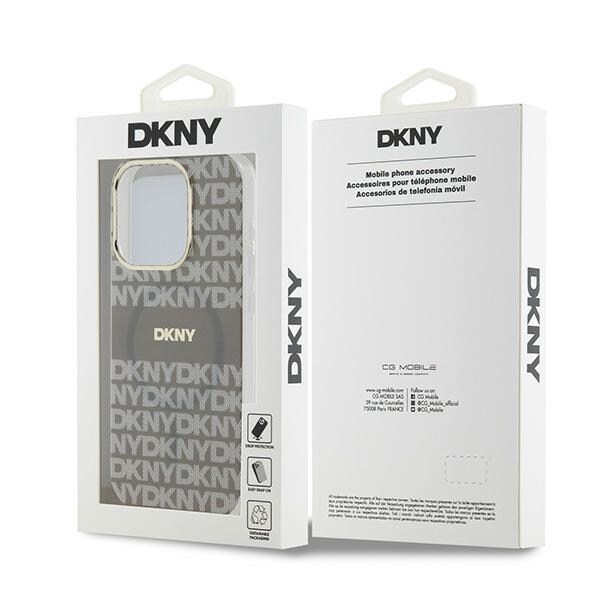 DKNY IML Mono & Stripe MagSafe-etui for iPhone 15 Pro Max - beige