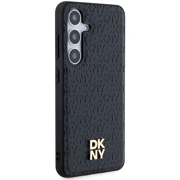 DKNY MagSafe-etui i lærmønster med metallogo for Samsung Galaxy S24 - svart