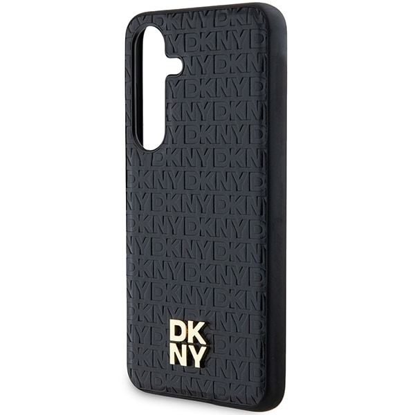 DKNY MagSafe-etui i lærmønster med metallogo for Samsung Galaxy S24 - svart