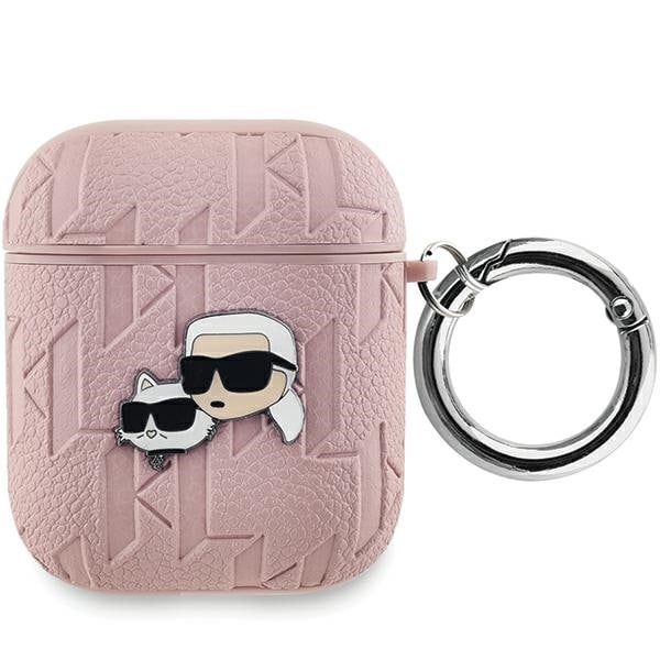 Karl Lagerfeld Monogram Karl & Choupette Head-etui for AirPods 1 / 2 - rosa