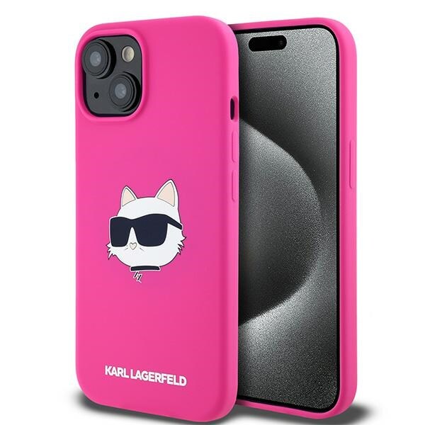 Karl Lagerfeld Choupette Head MagSafe-etui i silikon for iPhone 15 Plus / 14 Plus - Rosa