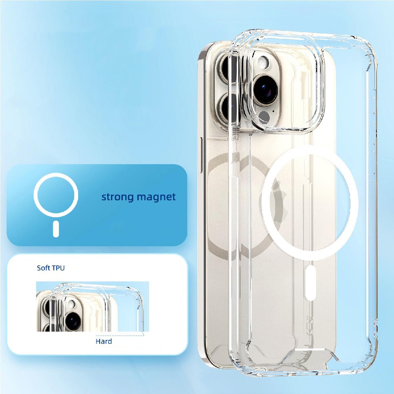 MagSafe-etui med klart hjørne for iPhone 16 Pro Max - klart
