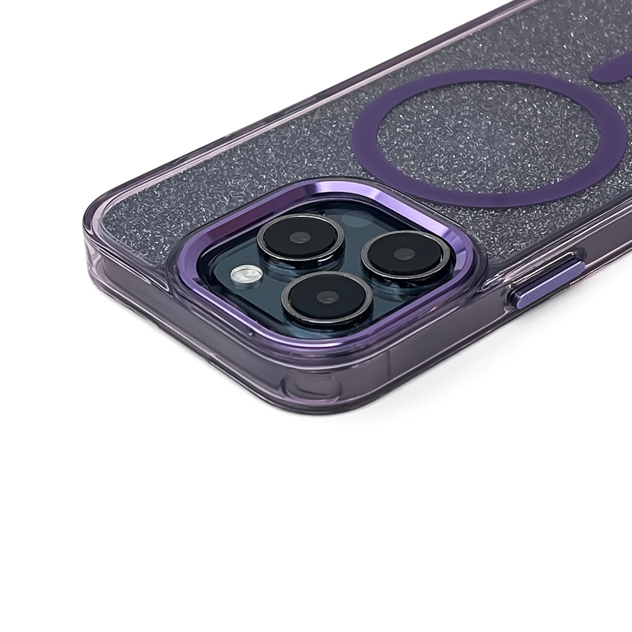 Glitteretui MagSafe for iPhone 16 Pro Max - lilla med glitter