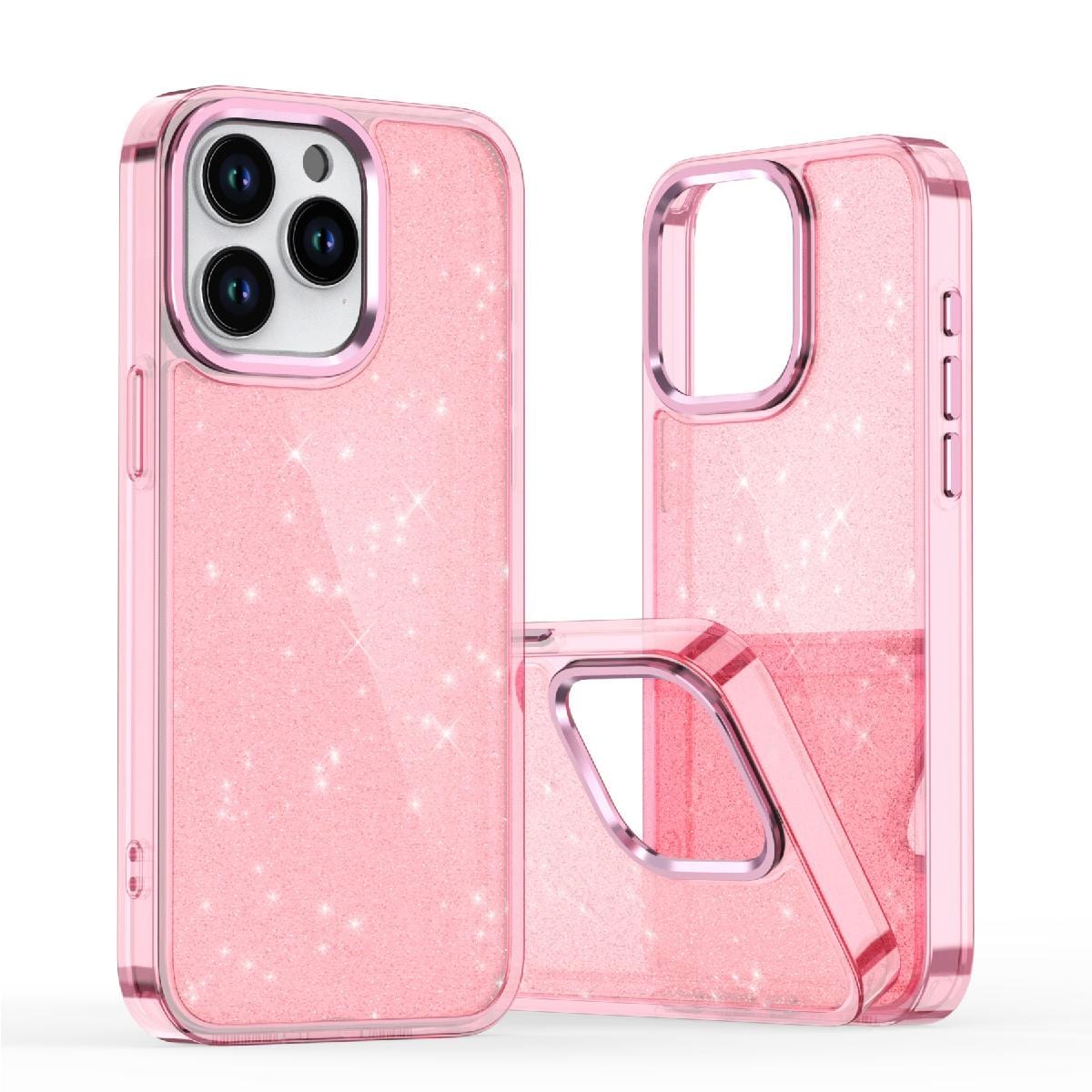 Glitterveske til iPhone 16 Pro - rosa med glitter