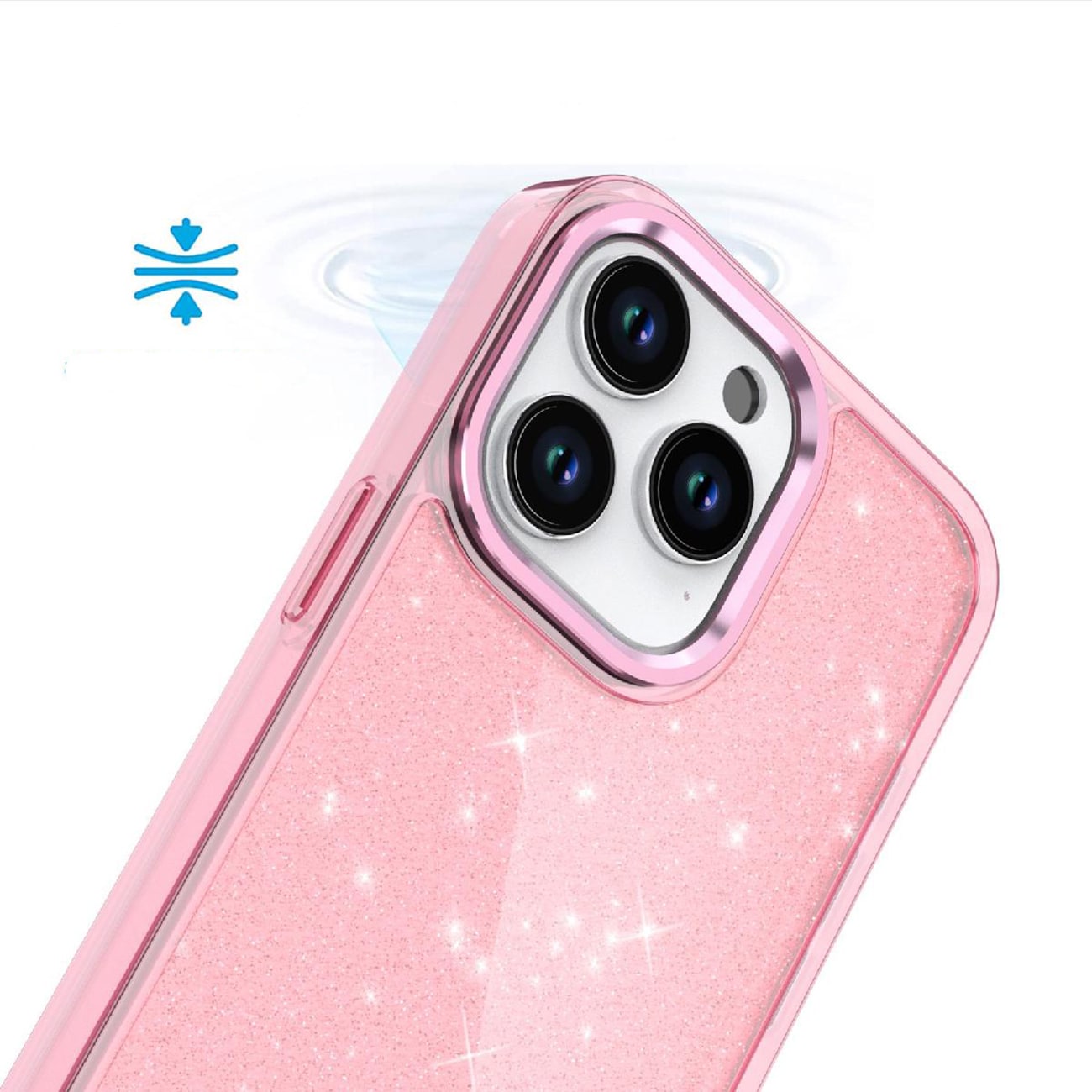 Glitterveske til iPhone 16 Pro - rosa med glitter