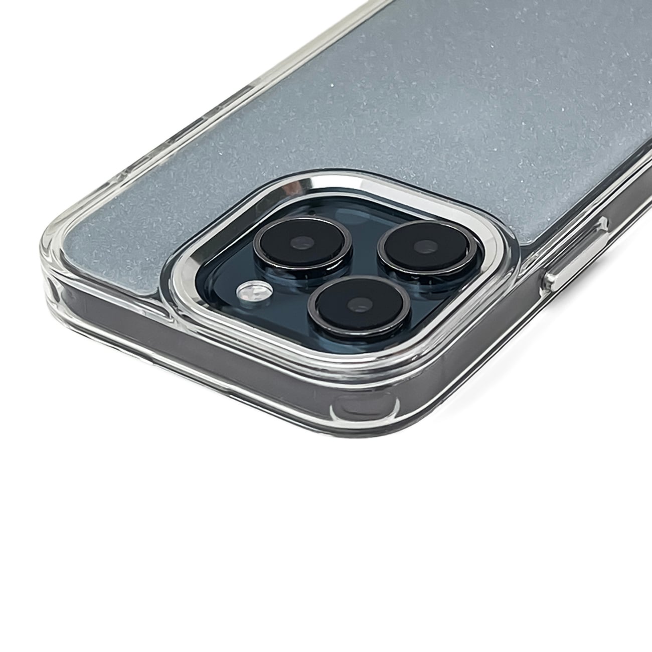 Glitteretui til iPhone 16 - gjennomsiktig med glitter